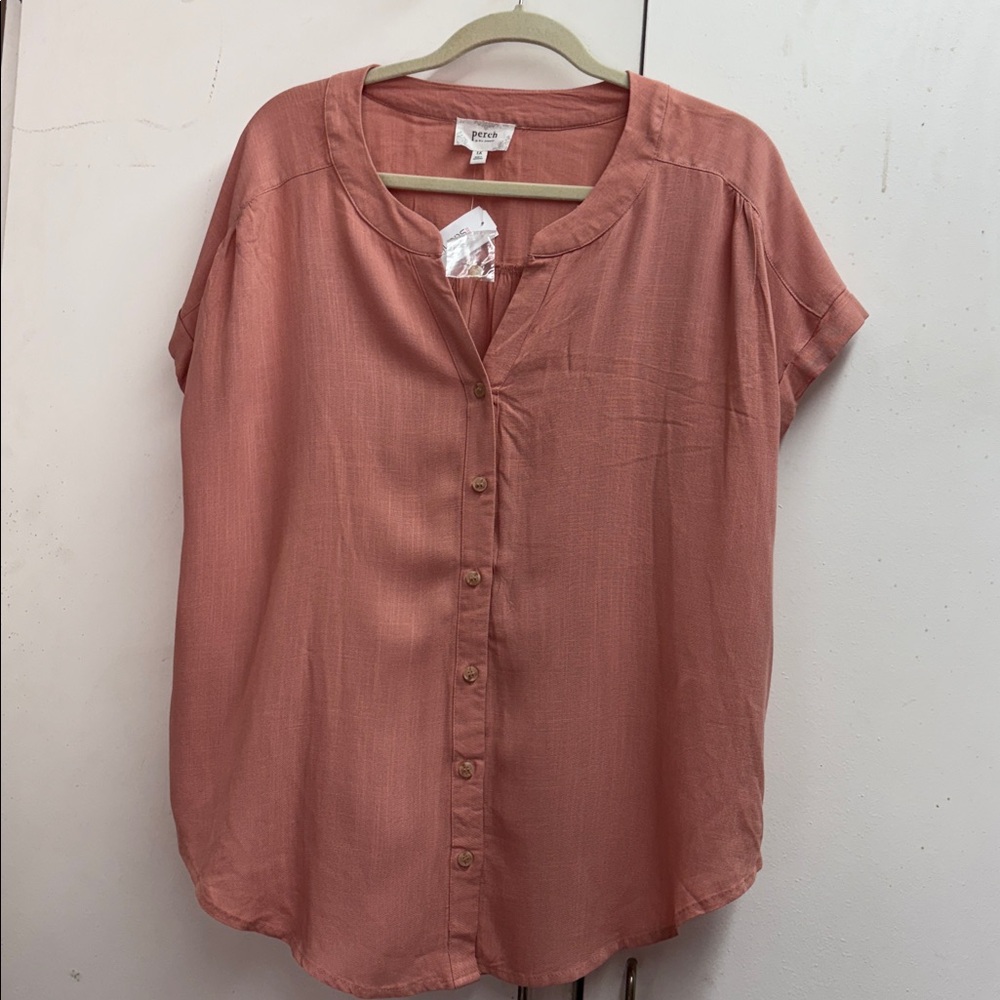 Perch Coral Button-Up Top NWT